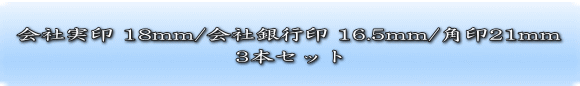 会社実印18ミリ・銀行印16.5ミリ・角印21ミリ（天丸）